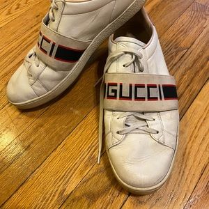 Women’s White Gucci Ace Band Sneakers Size 40.5/US 11